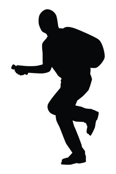 recommend clip art: Robber in action silhouette vector on white background, social criminal.