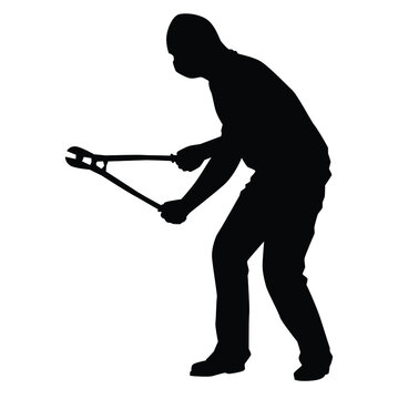 recommend clip art: Robber in action silhouette vector on white background, social criminal.