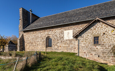 La Feuillade (Dordogne, France) - Église Notre-Dame-de-la-Nativité et son clocher mur