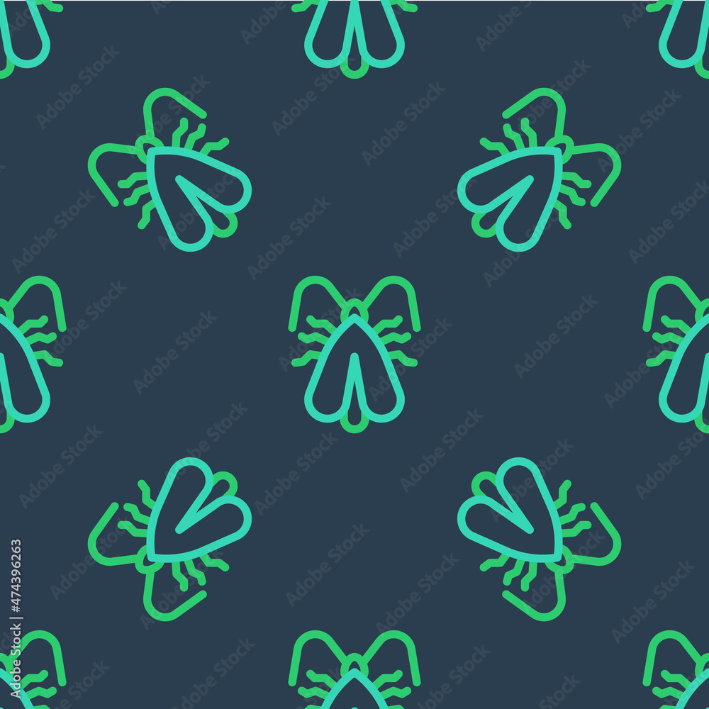 Poster line clothes moth icon isolated seamless pattern on blue background. vector