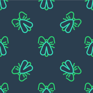 Line Clothes moth icon isolated seamless pattern on blue background. Vector