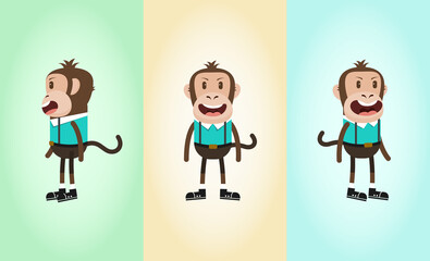 Monkey Fable Cute Animal Cartoon Character Vector