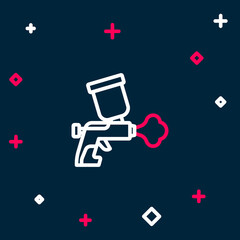 Line Paint spray gun icon isolated on blue background. Colorful outline concept. Vector