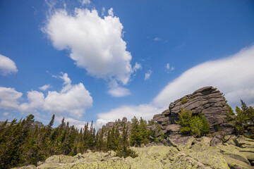 Rocks on Mount Zelenaya. Sheregesh, Russia