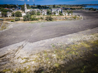 Drone aerial view - windy road in winter lake, Asphalt new road along the fields, road seen from the air. Aerial view landscape. dron photography.