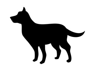 Standing dog side view black silhouette icon vector. Black pet dog from side silhouette icon vector isolated on a white background