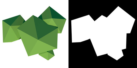 Top view of Plant (Low Poly Tree 6) Tree png with alpha channel to cutout made with 3D render	