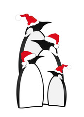 niedliche Pinguin Familie mit Santa Claus Mützen