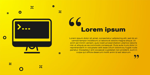Black Computer monitor screen icon isolated on yellow background. Electronic device. Front view. Vector