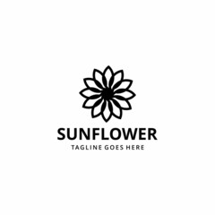 black silhouette sunflower logo vector illustration