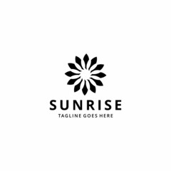 sunrise logo inspiration concept, sunflower element logo identity concept design and summer sunrise silhouette vector