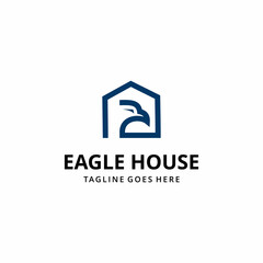 house real estate logo vector illustration with creative eagle