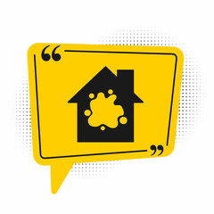 Black Painting the house icon isolated on white background. Yellow speech bubble symbol. Vector