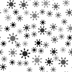Fototapeta na wymiar Black Sun icon isolated seamless pattern on white background. Vector