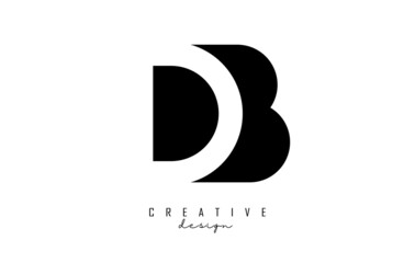 Letters DB Logo with black and white negative space design. Letters D and B with geometric typography. - obrazy, fototapety, plakaty