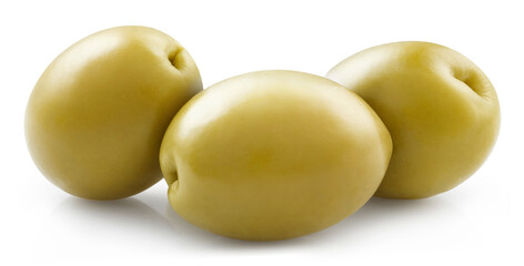 Close-up of delicious olives, isolated on white background