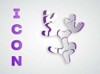 Paper cut Ginger root icon isolated on grey background. Paper art style. Vector