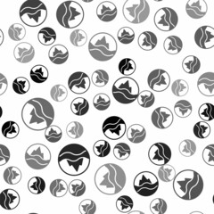 Black Sea and waves icon isolated seamless pattern on white background. Vector