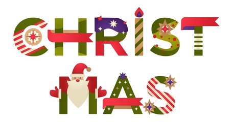 Merry Christmas poster with decorative letters