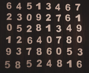 Background of numbers. from zero to nine. Numbers texture. Finance data concept. Matematic. Seamless pattern with numbers. financial crisis concept. Business success.