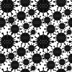 Coronavirus Bacteria Cell symmetrical hand drawn pattern.