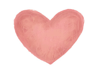 Hand drawn stylized heart. Pink heart with paint texture