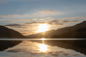 Fototapeta na wymiar Sunset over Loch Long, Scotland