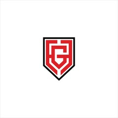 letter g h logo vector template shield