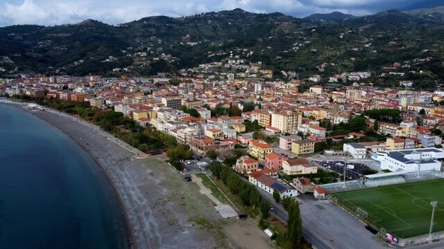 Sapri in Italy - a beautiful village at the Italian west coast in the region of Salerno - aerial view - travel photography