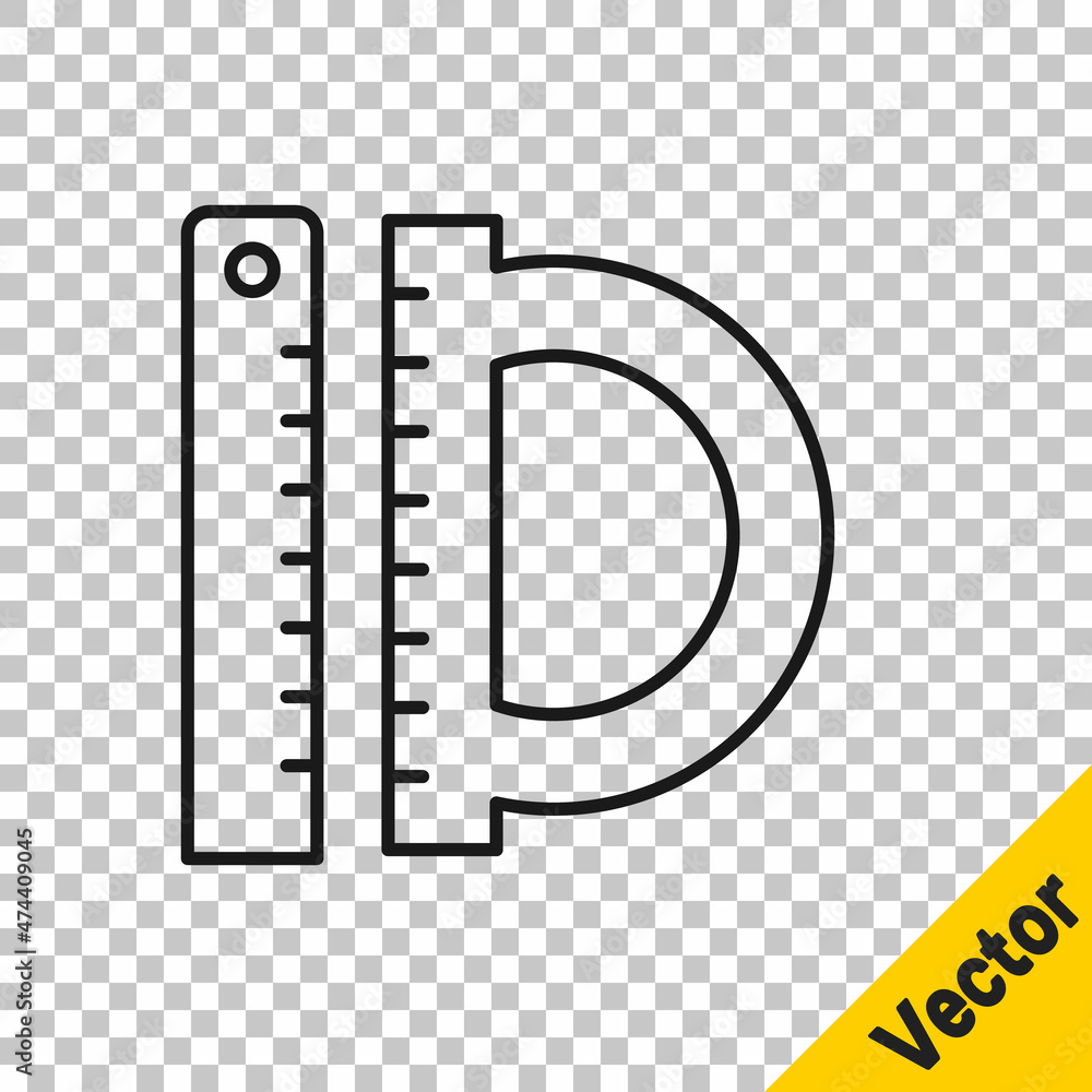 Poster black line protractor grid for measuring degrees icon isolated on transparent background. tilt angle