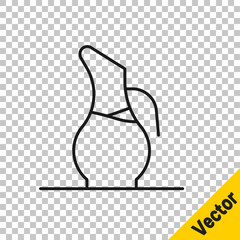 Black line Decanter for wine icon isolated on transparent background. Vector