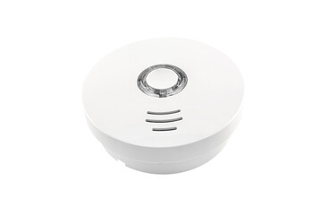 Ceiling mounted smoke and carbon monoxide detector with center led, isolated on white background with clipping path.