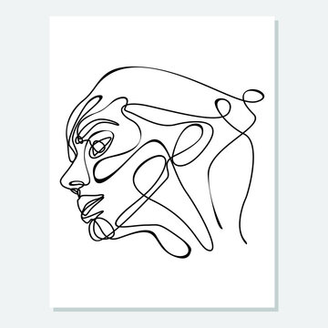 recommend clip art: Woman face continuous line drawing. Abstract minimal woman portrait. minimalist female beauty, vector illustration.Logo, icon, label.