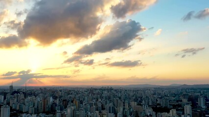 Downtown aerial timelapse city at Sao Paulo. 4K resolution time lapse of city and traffic scenery.