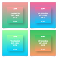 Quotes design template. Four square banner design with gradient and shadow.
