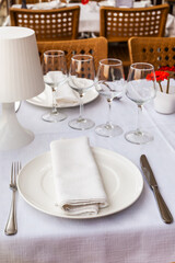 Table setting at restaurant