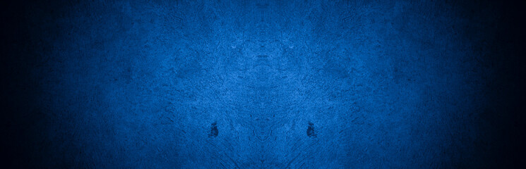 Old wall pattern texture cement blue dark abstract  blue color design are light with black gradient background.