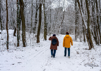 Fototapeta na wymiar Spaziergänger, Radfahrer und Jogger im winterlich verschneiten Berliner Tiergarten Park
