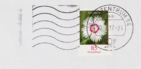 briefmarke stamp gestmepelt used frankiert cancel alt old vintage retro papier paper blume...