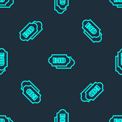 Green line Bid icon isolated seamless pattern on blue background. Auction bidding. Sale and buyers. Vector