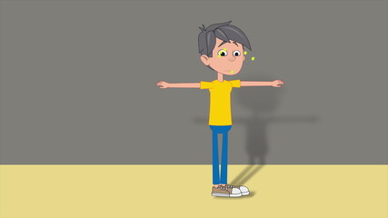 2d illustration - Swarm of Cute Cartoon Bees Flying Around on a 2D cartoon character