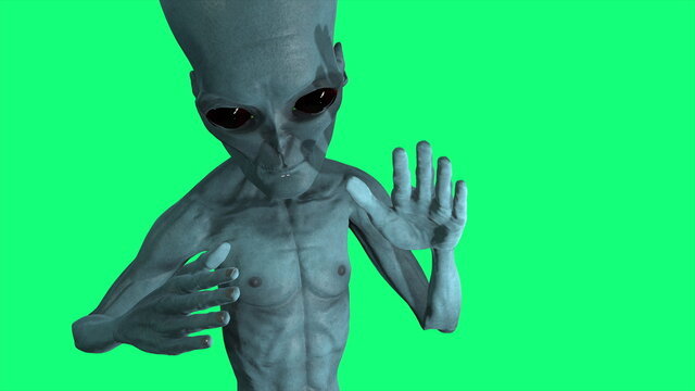 3d illustration - Extraterrestrial attack on green screen