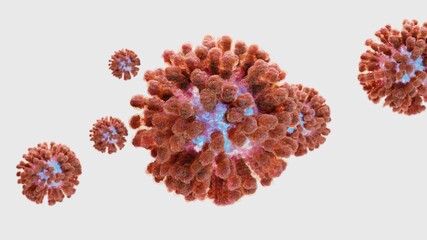 SARS-CoV-2 Coronavirus Variant Omicron. cell delta and MU variant of interest(VOI),B.1.621,B.1.1.529,C.37.COVID 19 Delta plus,MU variant, Mutated coronavirus SARS-CoV-2. 3D rendering