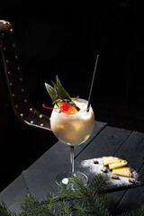 Christmas cocktail on the black background