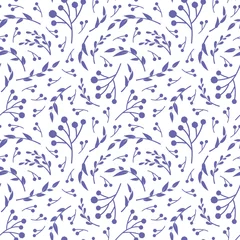 Door stickers Pantone 2022 very peri Color of year 2022 very peri floral vector seamless pattern. Violet leaves on white background. Abstract floral pattern. Vector illustration. Simple design for fabric, wallpaper, scrapbooking, textile