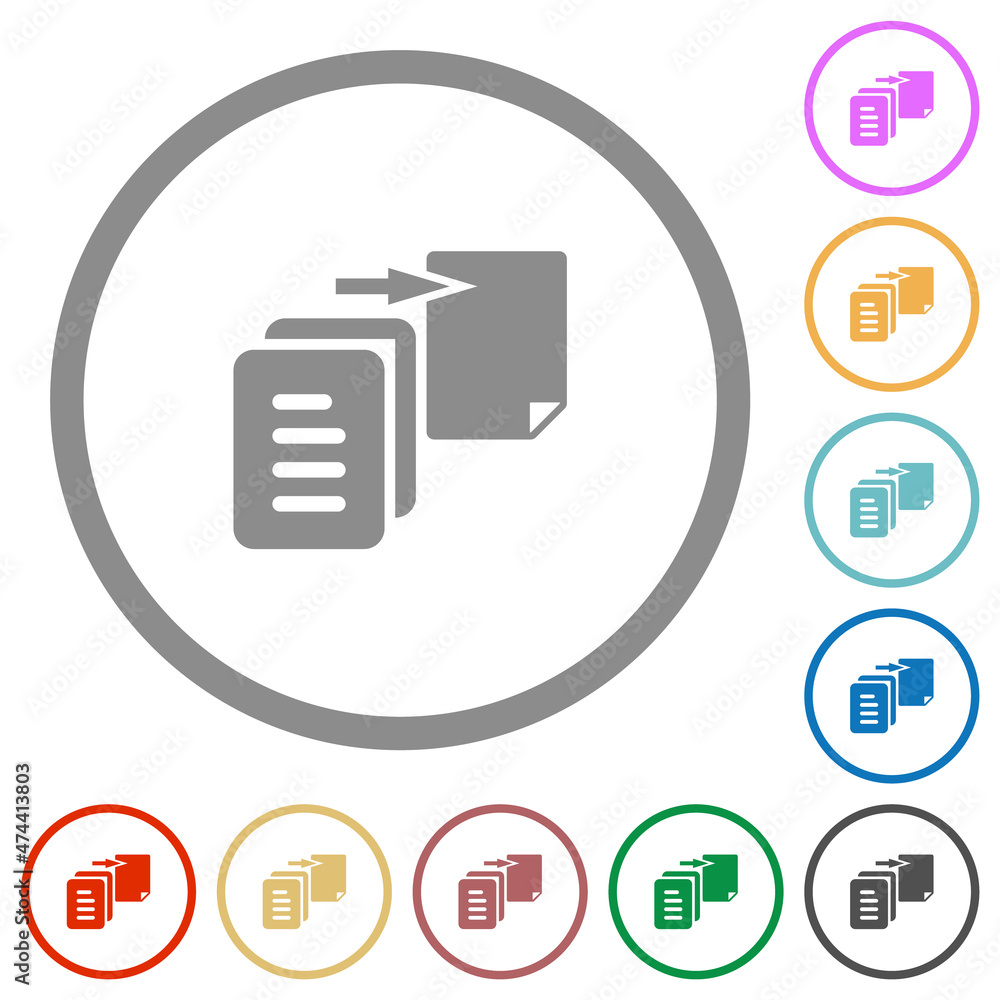 Poster move file solid flat icons with outlines