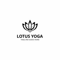 human meditation yoga logo in lotus flower vector illustration