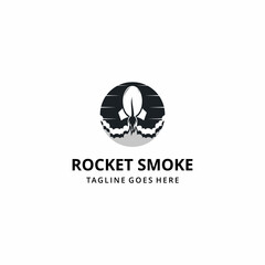 coffee rocket logo design illustration with smoke 