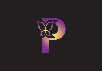 this is a creative letter P add butterfly icon design