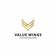 Creative modern abstract illustration initials V wings sign geometric logo design template